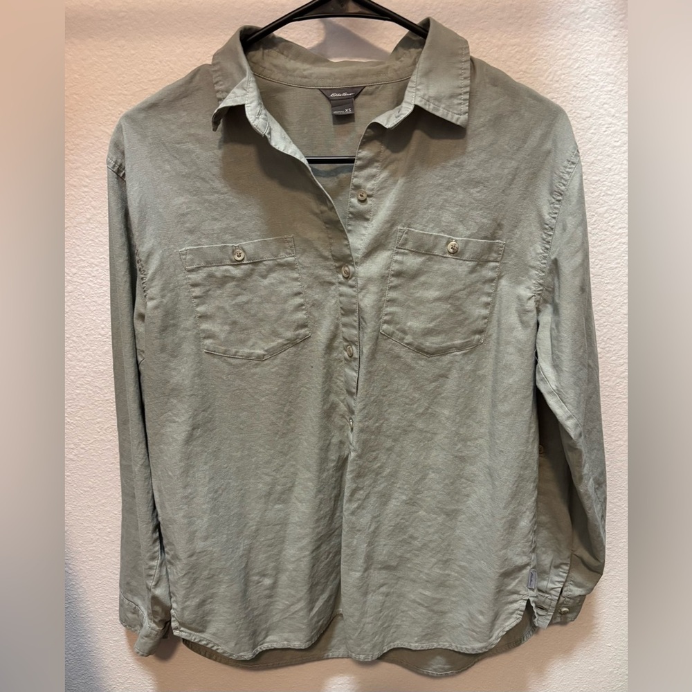 Last day!  Eddie Bauer Linen Blend Button Up shirt